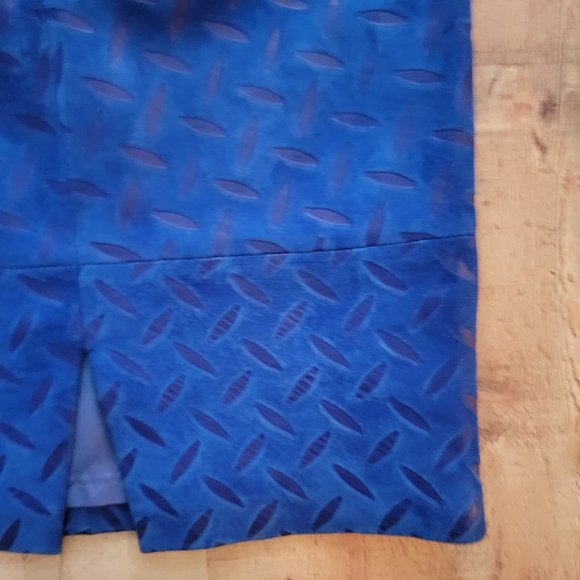 Andrew Marc Blue Suede Leather Cut Out Skirt 10 - Picture 9 of 16